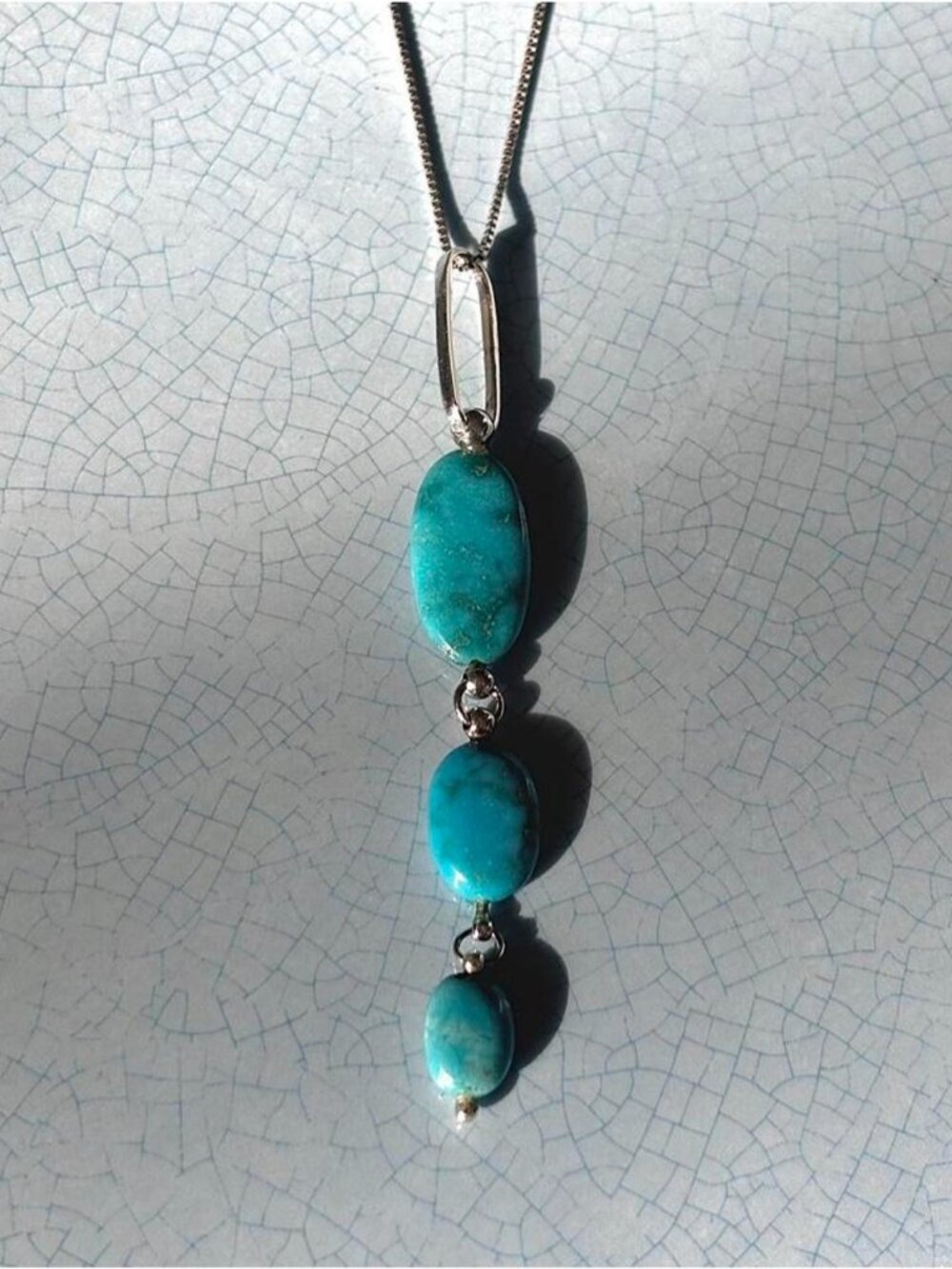 Vintage 925 Sterling Silver Turquoise Statement Necklace